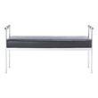 Safavieh Pim Iron and Fabric Long Rectangle Bench W/Arms in Black/Chrome