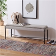 Safavieh Kara Linen and Metal Cushioned X Bench in Light Gray / Black