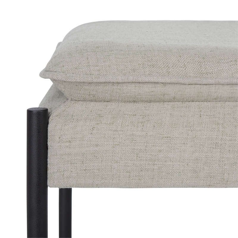 Safavieh Kara Linen and Metal Cushioned X Bench in Light Gray / Black