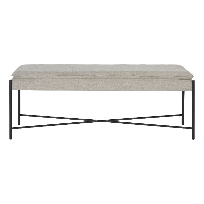 Safavieh Kara Linen and Metal Cushioned X Bench in Light Gray / Black