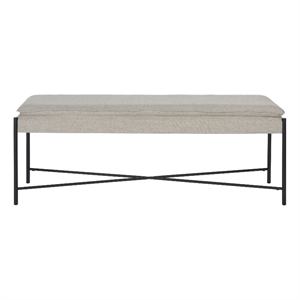 Safavieh Kara Linen and Metal Cushioned X Bench in Light Gray / Black