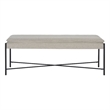 Safavieh Kara Linen and Metal Cushioned X Bench in Light Gray / Black
