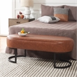 Safavieh Bellezza Leather and Iron Oval Bench in Brown / Black