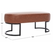 Safavieh Bellezza Leather and Iron Oval Bench in Brown / Black