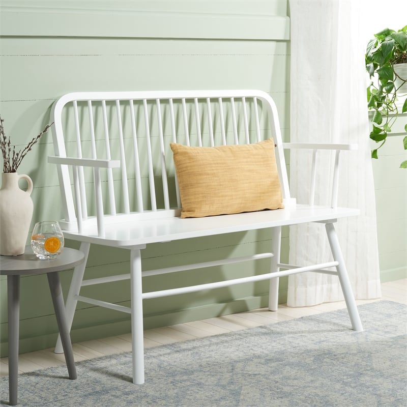 Safavieh Lucilia Wood Spindle Bench in White
