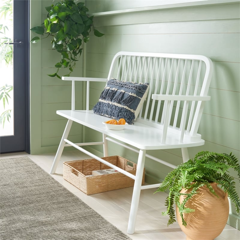 Safavieh Lucilia Wood Spindle Bench in White