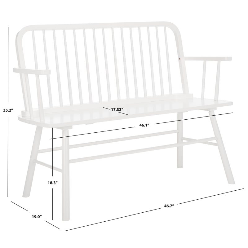 Safavieh Lucilia Wood Spindle Bench in White