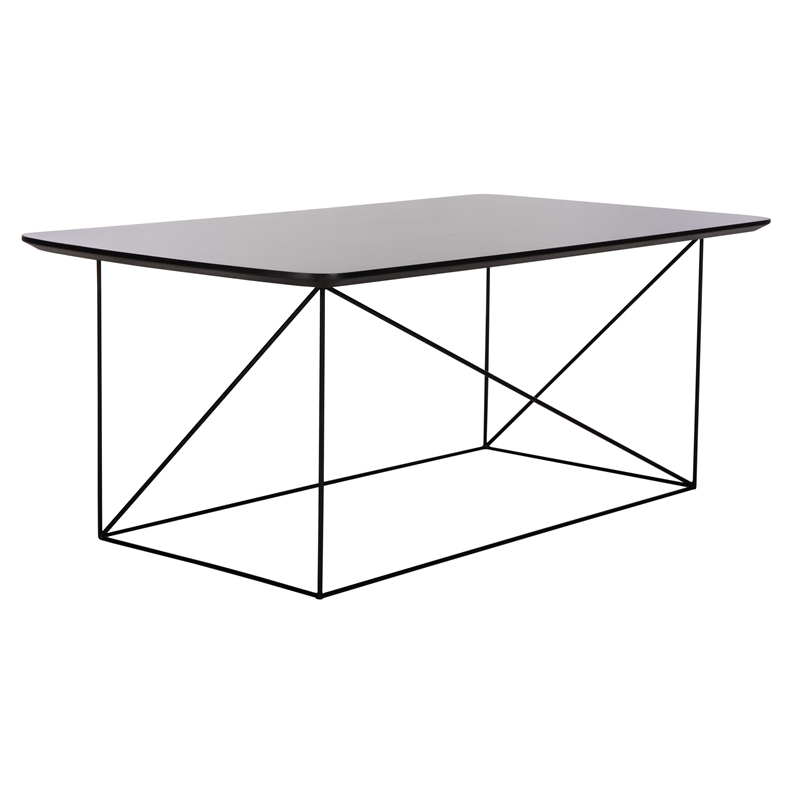 Safavieh Rylee Wood and Metal Rectangle Coffee Table in Gray / Black