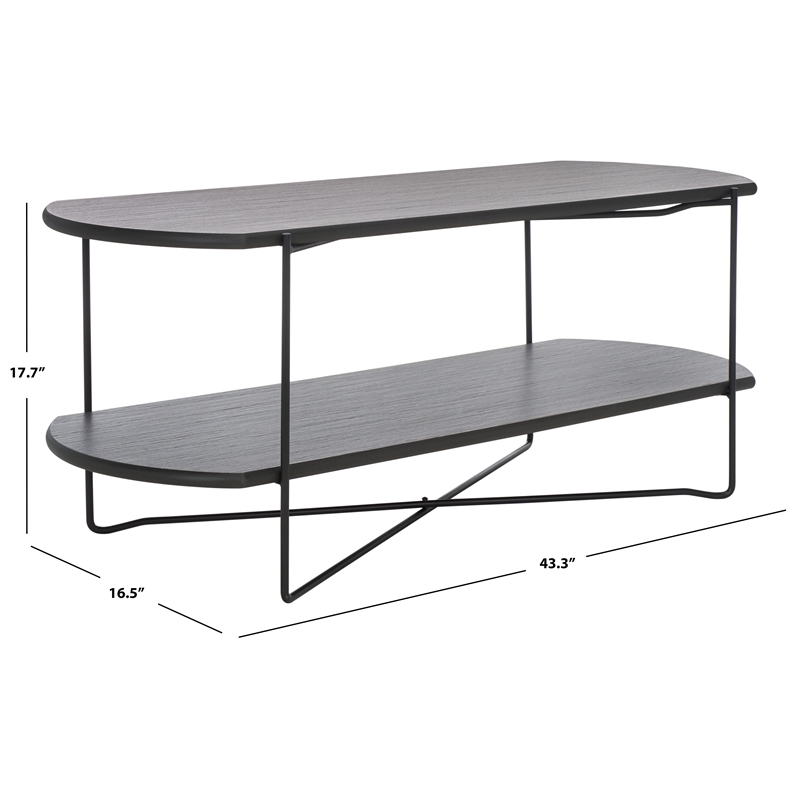 Safavieh Marlee Wood and Metal Coffee Table in Dark Gray / Oak / Black