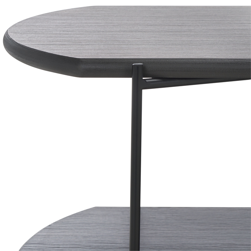 Safavieh Marlee Wood and Metal Coffee Table in Dark Gray / Oak / Black