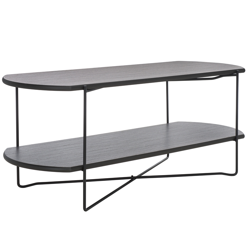 Safavieh Marlee Wood and Metal Coffee Table in Dark Gray / Oak / Black