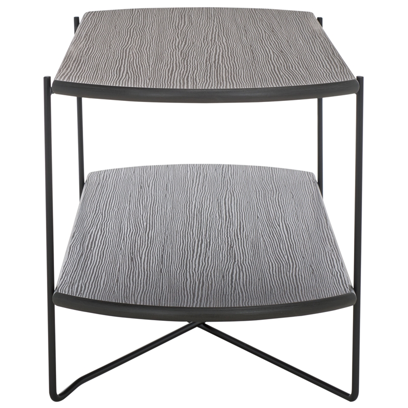 Safavieh Marlee Wood and Metal Coffee Table in Dark Gray / Oak / Black
