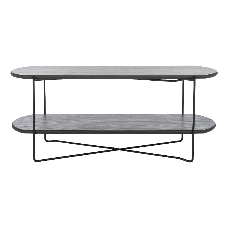 Safavieh Marlee Wood and Metal Coffee Table in Dark Gray / Oak / Black
