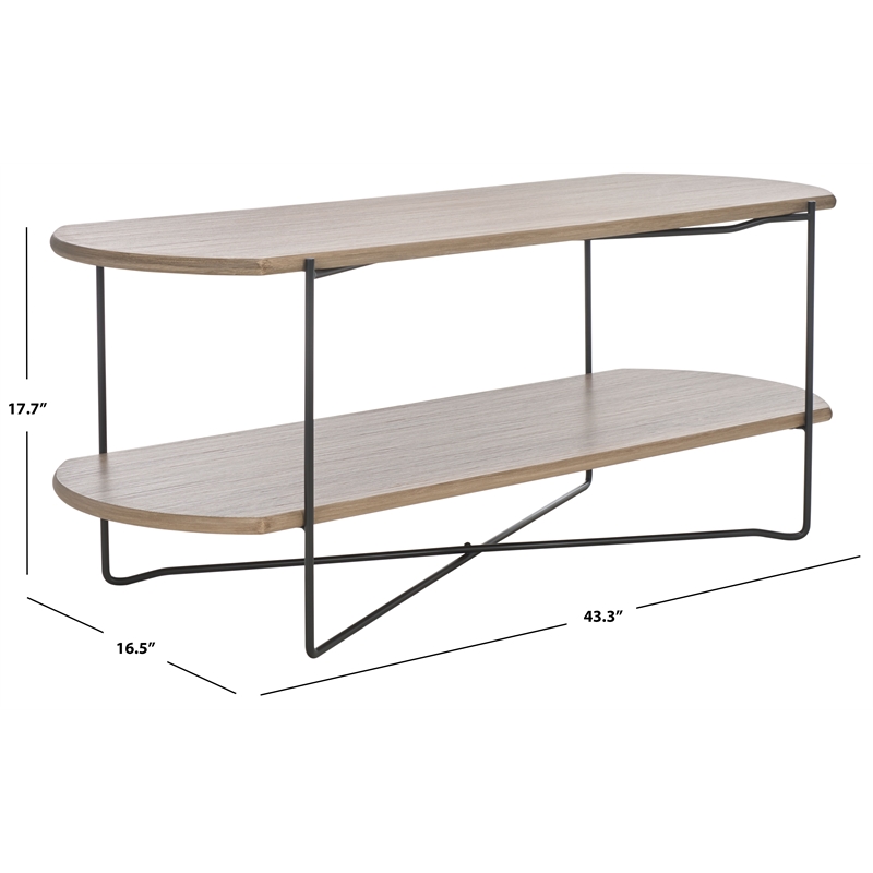 Safavieh Marlee Wood and Metal Coffee Table in Light Gray  / Oak / Black