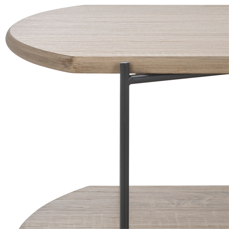 Safavieh Marlee Wood and Metal Coffee Table in Light Gray  / Oak / Black