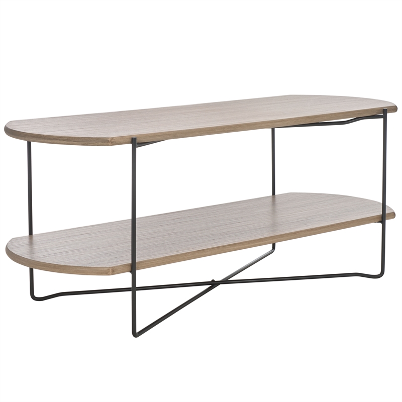 Safavieh Marlee Wood and Metal Coffee Table in Light Gray  / Oak / Black