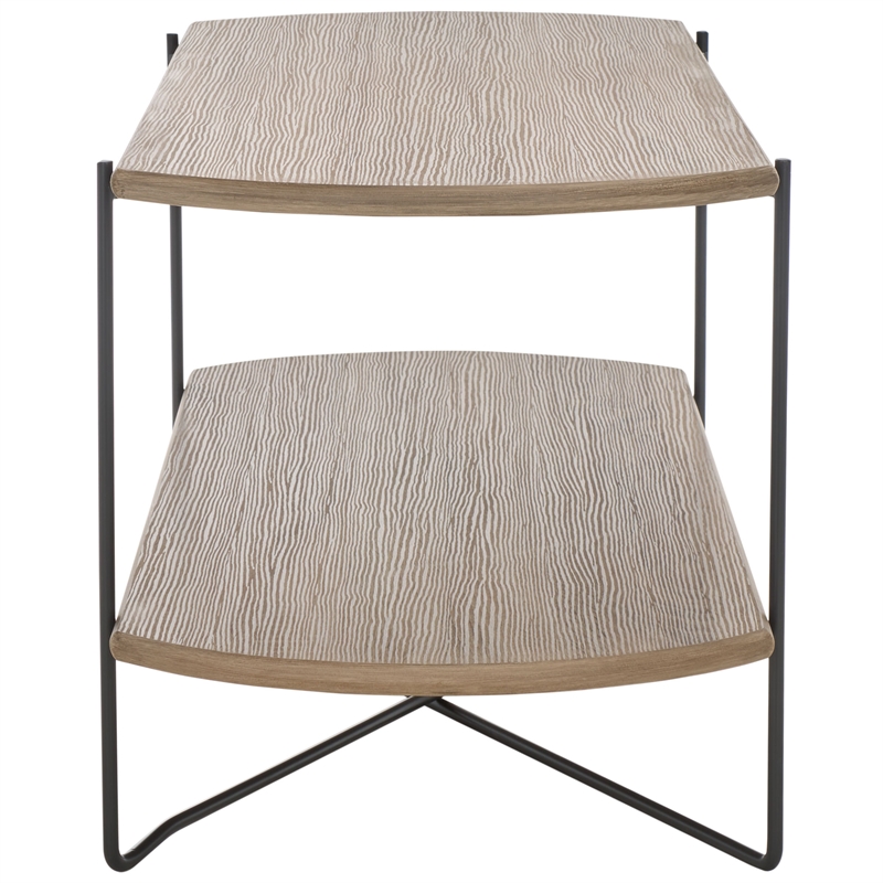 Safavieh Marlee Wood and Metal Coffee Table in Light Gray  / Oak / Black