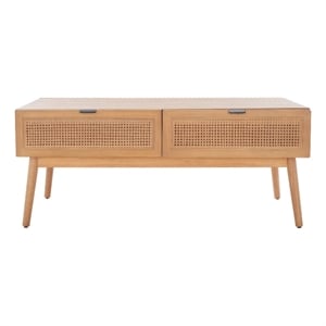 Safavieh Baisley Wood 2 Drawer Coffee Table in Natural