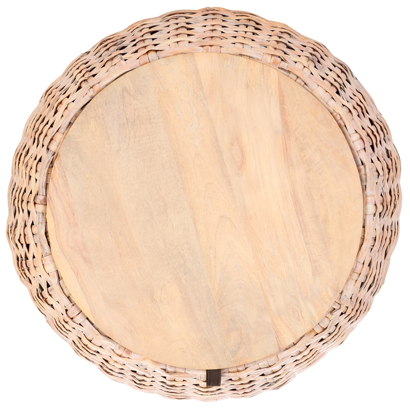 Safavieh Klarysa Wood and Rattan Coffee in White