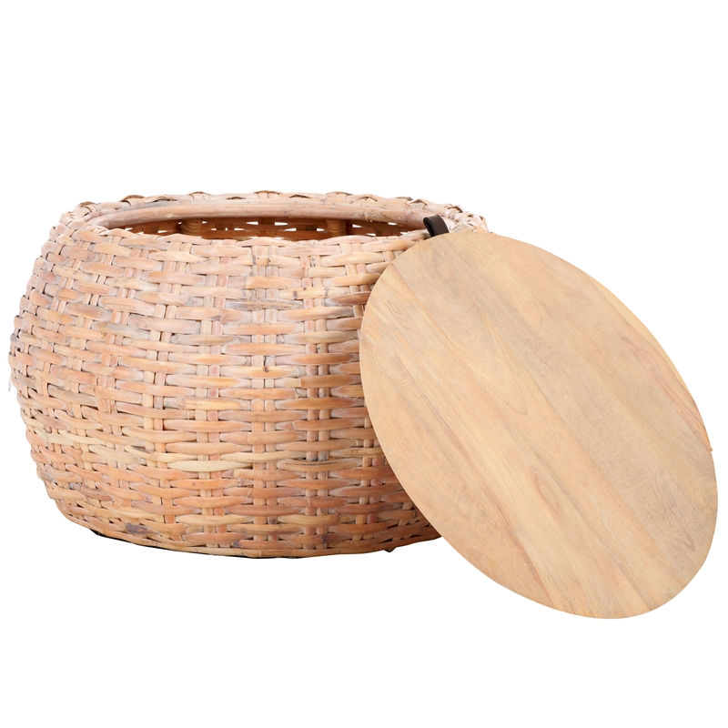 Safavieh Klarysa Wood and Rattan Coffee in White