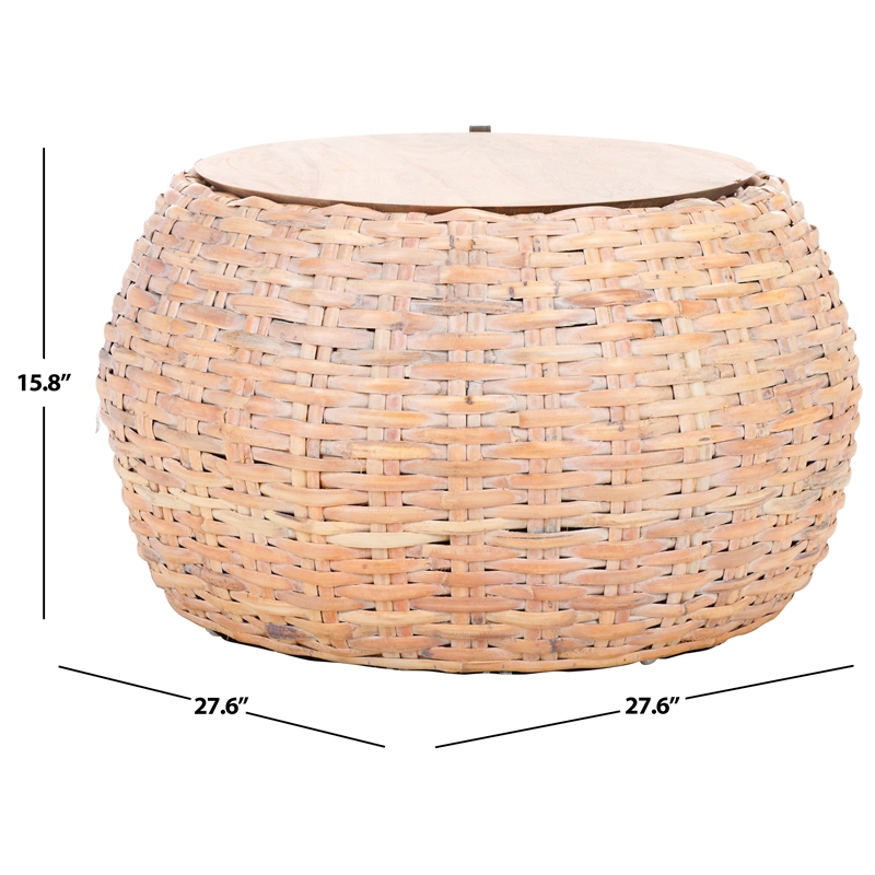 Safavieh Klarysa Wood and Rattan Coffee in White