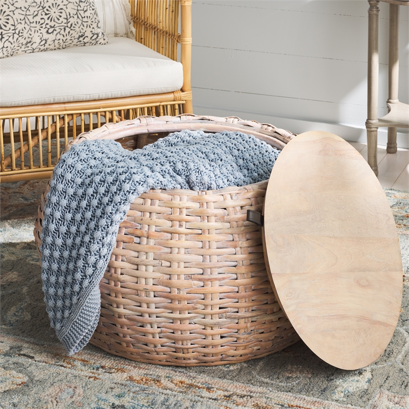 Safavieh Klarysa Wood and Rattan Coffee in White