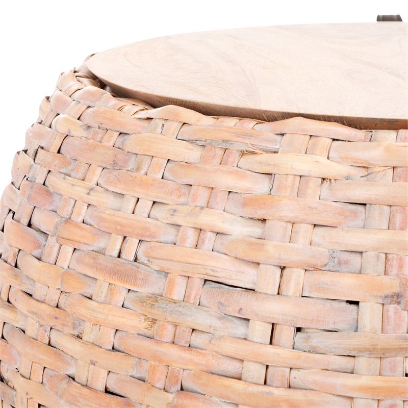 Safavieh Klarysa Wood and Rattan Coffee in White