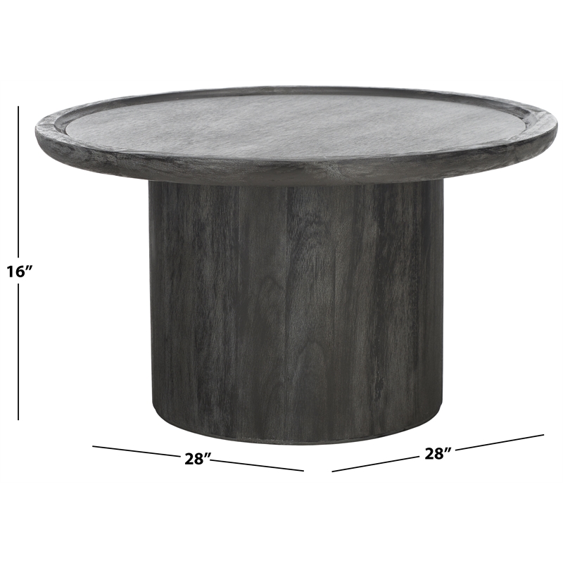 Safavieh Devin Wood Round Coffee Table in Black / White