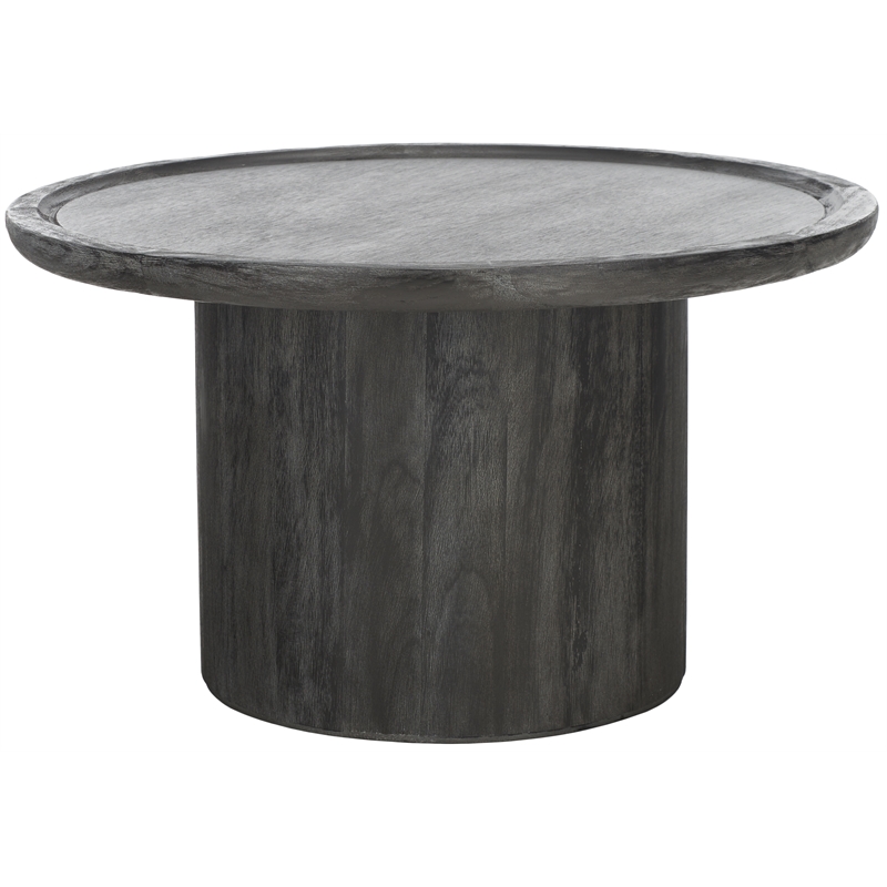 Safavieh Devin Wood Round Coffee Table in Black / White