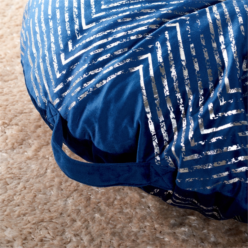 Safavieh Sarla Polyester Floor Pillow in Navy / Silver