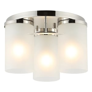 Safavieh Jeffra Ceramic and Metal 3Lt 12.5&quot Flush Mount in Nickel