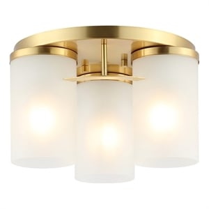 Safavieh Jeffra Ceramic and Metal 3Lt 12.5&quot Flush Mount  in Brass