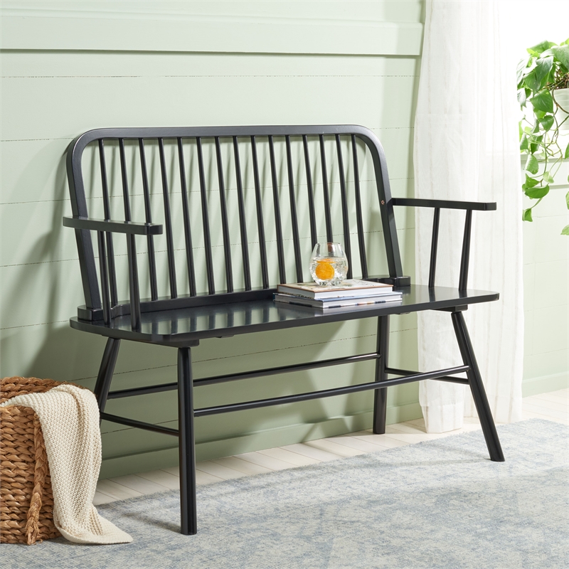 Safavieh Lucilia Wood Spindle Bench in Black
