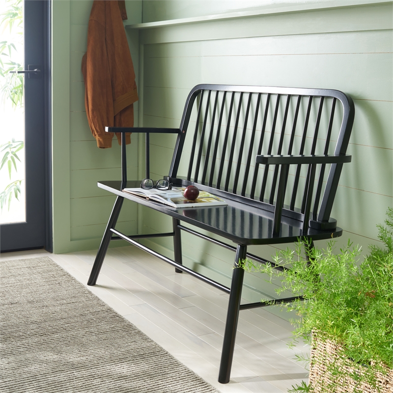 Safavieh Lucilia Wood Spindle Bench in Black
