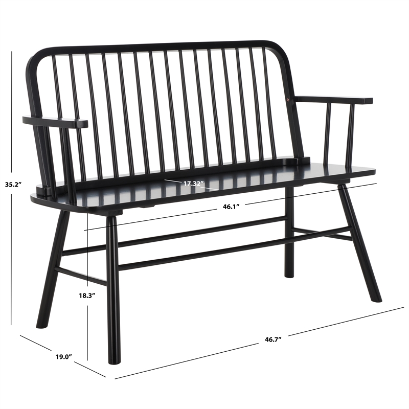 Safavieh Lucilia Wood Spindle Bench in Black