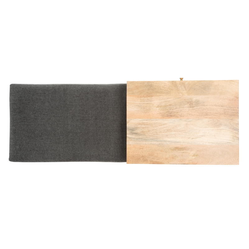 Safavieh Taft Wood and Fabric 2 Drawer Cushion Seated BenchinNatural/Gray