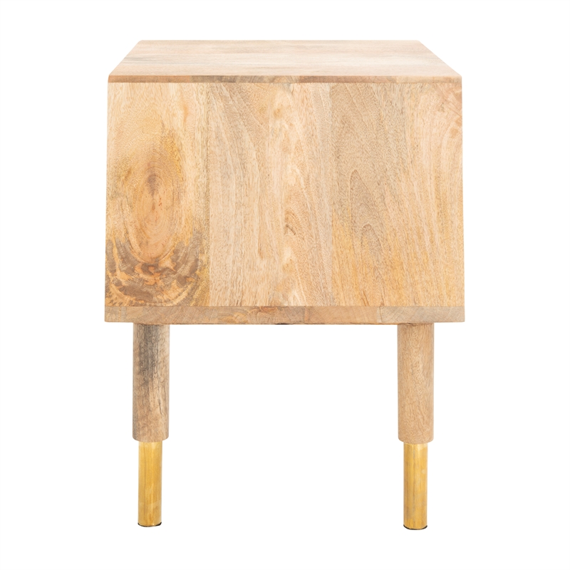 Safavieh Taft Wood and Fabric 2 Drawer Cushion Seated BenchinNatural/Gray