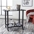 Safavieh Gaelle Iron and Glass 2 Tier Bar Cart With Handles in Matte Black