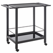 Safavieh Gaelle Iron and Glass 2 Tier Bar Cart With Handles in Matte Black