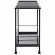 Safavieh Gaelle Iron and Glass 2 Tier Bar Cart With Handles in Matte Black