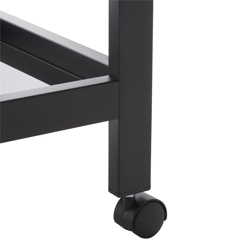 Safavieh Gaelle Iron and Glass 2 Tier Bar Cart With Handles in Matte Black