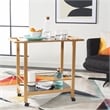 Safavieh Gaelle Iron and Glass 2 Tier Bar Cart With Handles in Gold / Black