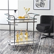 Safavieh Lameris Metal and Wood 2 Tier Bar Cart With Handles in Chrome / Gray