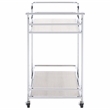 Safavieh Lameris Metal and Wood 2 Tier Bar Cart With Handles in Chrome / Gray
