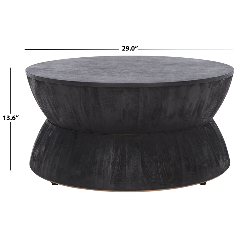 Safavieh Alecto Wood Round Coffee Table in Black