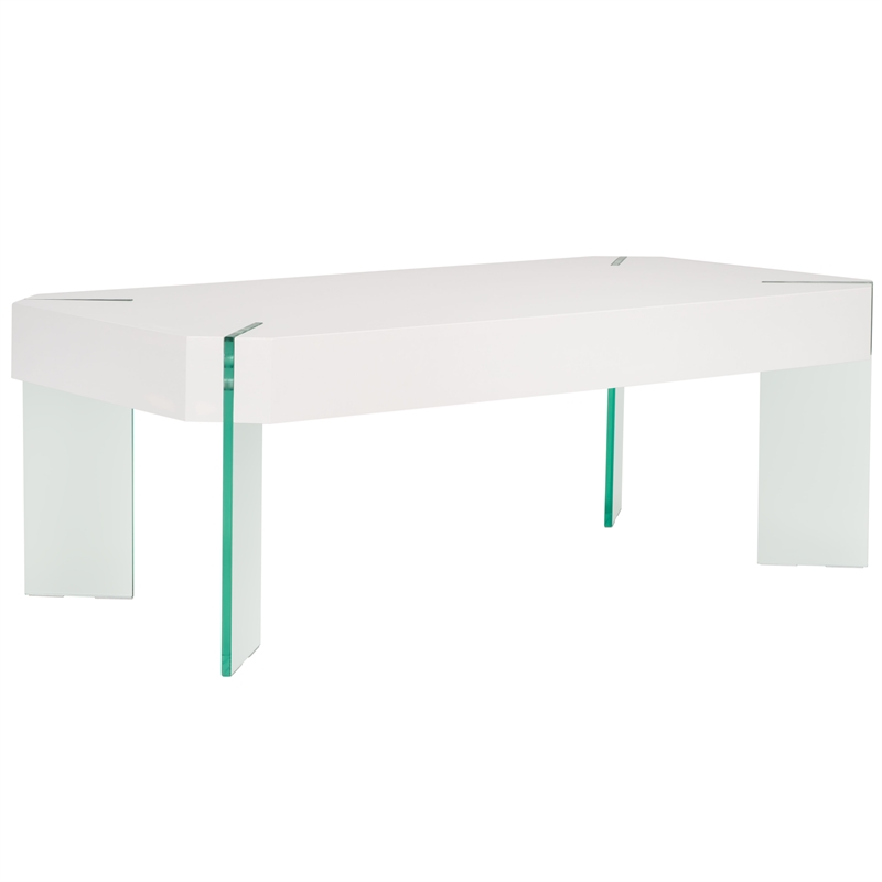 Safavieh Katelyn Wood and Glass Coffee Table in White / Clear
