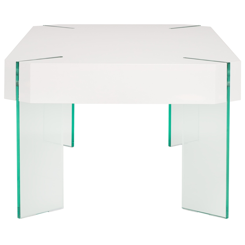 Safavieh Katelyn Wood and Glass Coffee Table in White / Clear