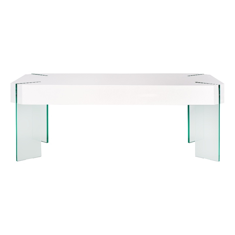 Safavieh Katelyn Wood and Glass Coffee Table in White / Clear