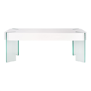 Safavieh Katelyn Wood and Glass Coffee Table in White / Clear