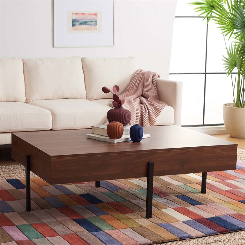 Safavieh Jaxith Wood Coffee Table  in Walnut / Black